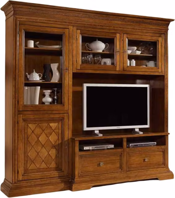 Parete attrezzata Bassano in legno noce color marrone di Mobili 2G L/P/H: 230 x 57 x 235 cm