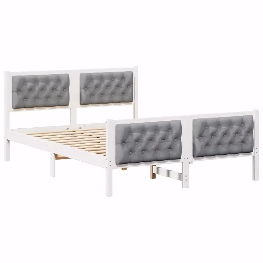 Struttura del letto minimalista vidaXL in pino massello laccato grigio chiaro 150 x 200 cm – 2