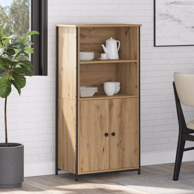 Credenza moderna vidaXL in legno marrone con ante a battente e ripiani interni L/P/H: 62 x 36 x 121,5 cm