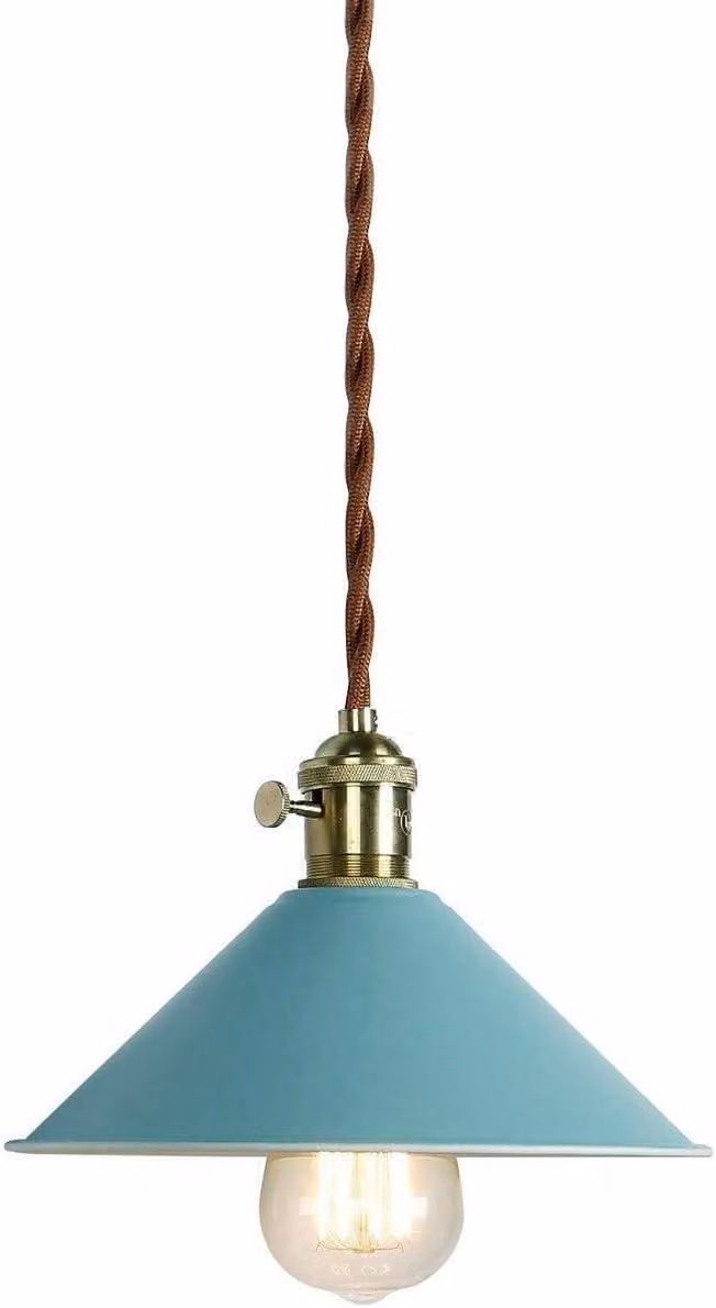 Lampada a sospensione, lampada da soffitto, stile vintage, retro, lampadario, metallo, 20,5 cm, blu