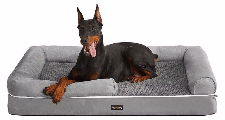 Cuccia ortopedica per cani, impermeabile, lavabile, portatile, in peluche, color grigio chiaro, dimensioni 120 x 85 x 25 cm