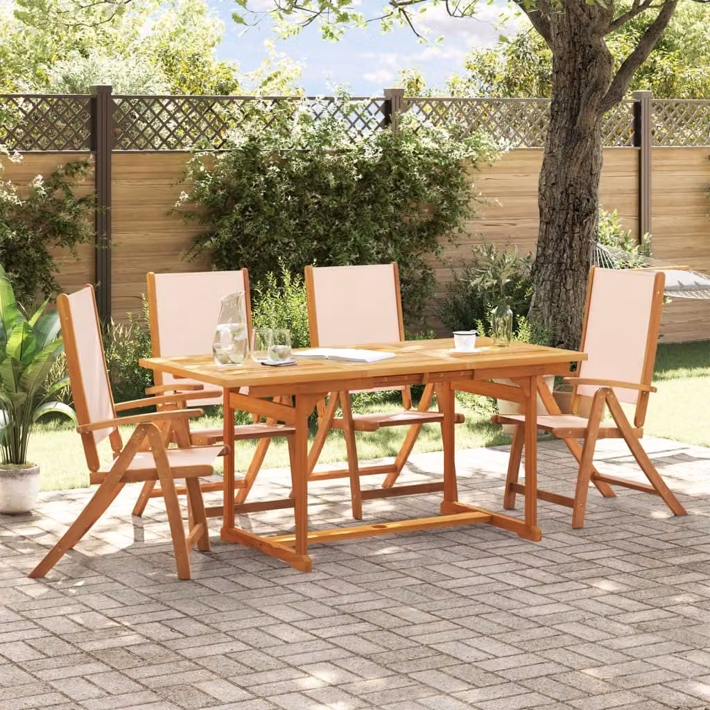 Maison Exclusive - Set da pranzo da giardino a 5 pezzi in legno massello di acacia e Textilene