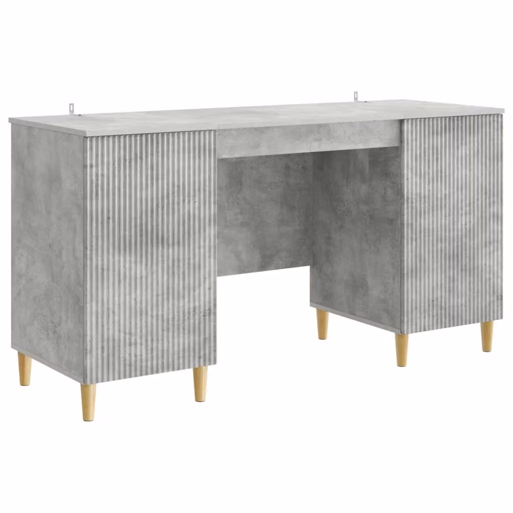 Scrivania moderna con scaffale vidaXL in MDF, Grigio e Marrone, L: 142,5 cm, P: 50 cm, H: 75 cm – 2