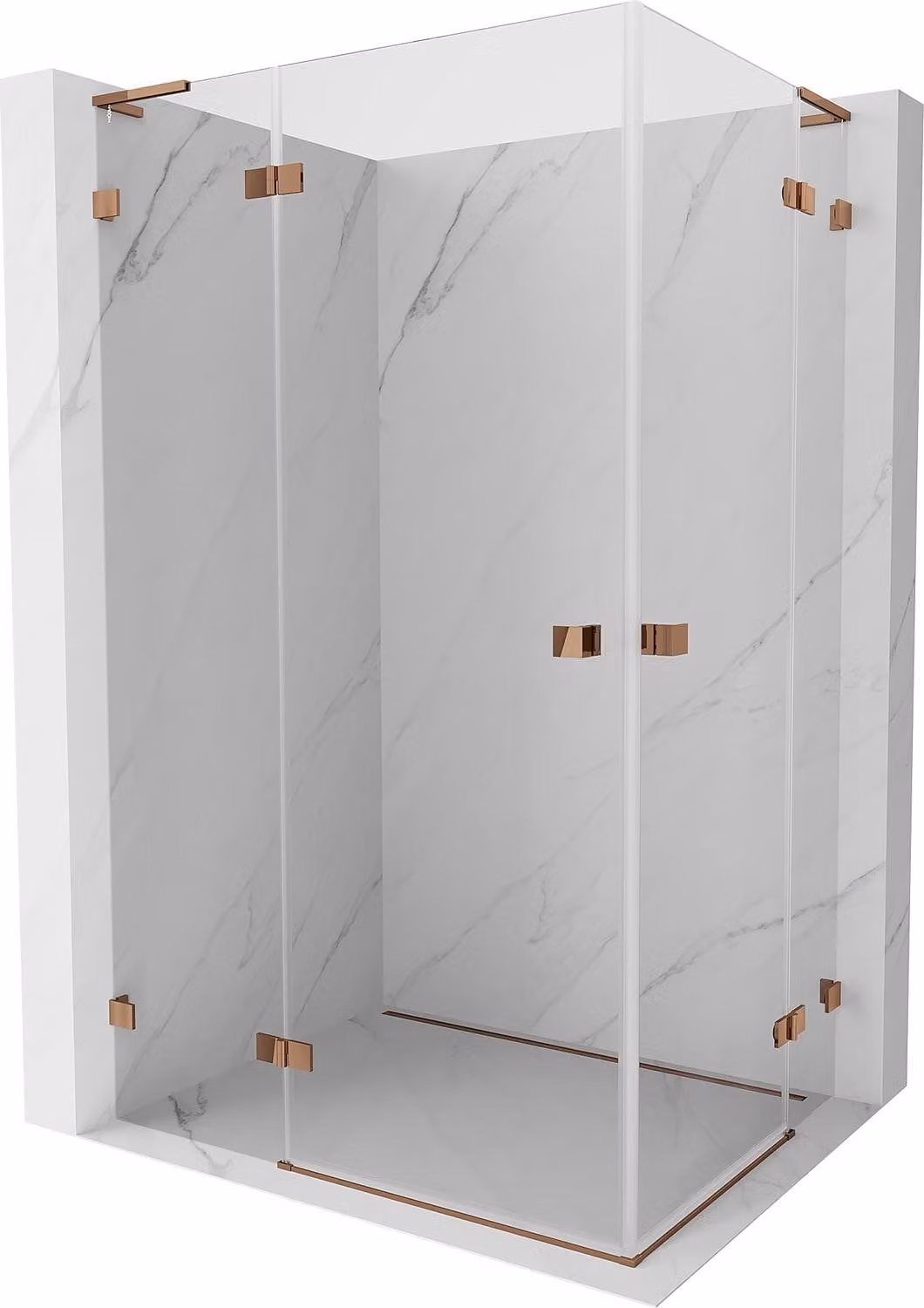 Mexen Lunar L Duo cabina doccia a battente sinistra 120 x 110 cm, trasparente, oro rosa - 834L-120L-110P-60-00