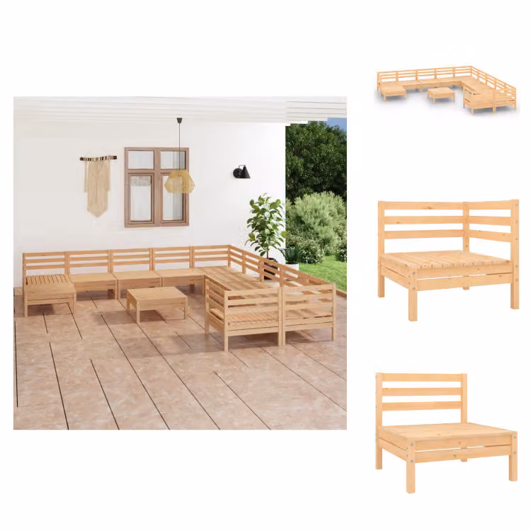 vidaXL Set da salotto da giardino 12 pezzi in pino massiccio - Set di mobili da giardino