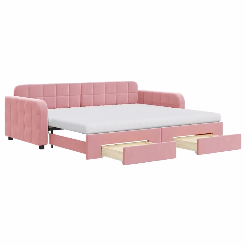Divano Letto Estraibile vidaXL in Velluto Rosa con Cassetti L/P/H: 224 x 90 x 100 cm – 2