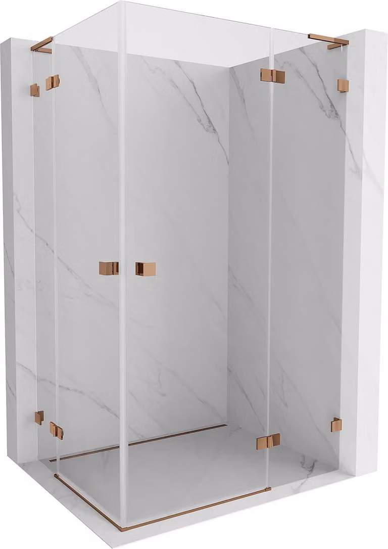Mexen Lunar L Duo cabina doccia a battente destra 85 x 70 cm, trasparente, oro rosa - 834L-085P-070L-60-00
