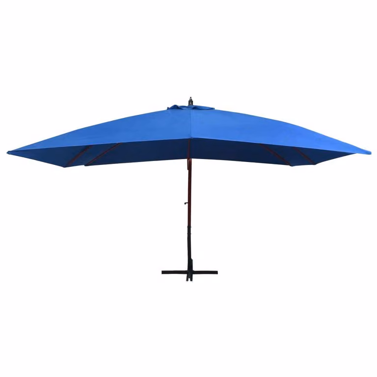 vidaXL Ombrello semaforo con palo in legno 400x300 cm Blu