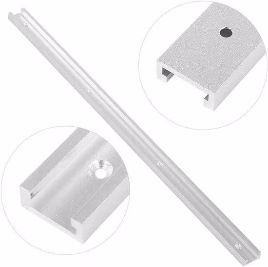 Profilo in alluminio Sleufrail da 1000/1200 mm - con scanalatura a T - anodizzato - resistente all'usura - ideale per la lavorazione del legno