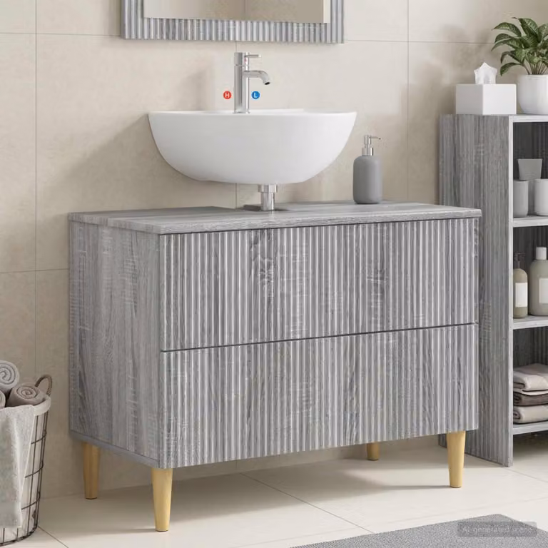 Armadio per lavabo da bagno vidaXL ARNHEM moderno in MDF grigio L: 82 cm, P: 41 cm, H: 59 cm