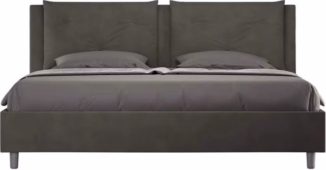 Letto matrimoniale king size senza rete imbottito 170x190 microfibra grigio Appia
