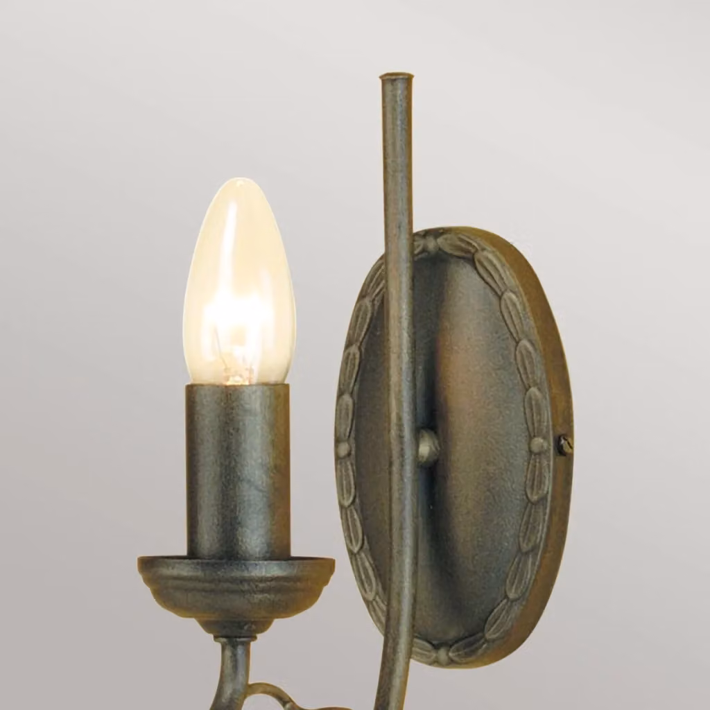 Applique Elstead Olivia con foglie d'ulivo in metallo nero e oro, attacco E14 – 2