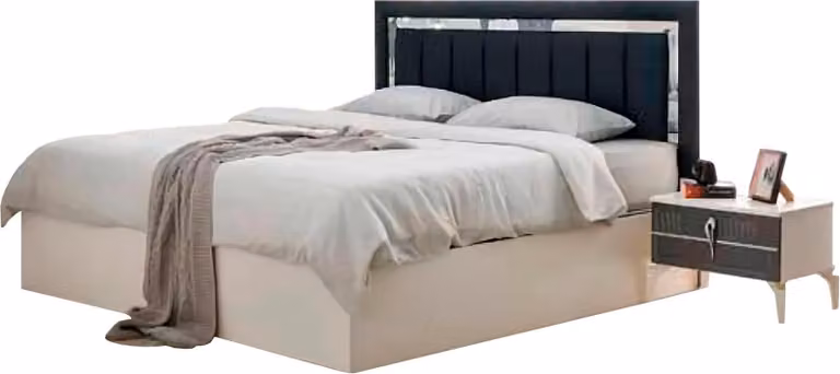 Modern Design Grau Weiß Bett Schlafzimmer Zweifarbig Doppelbett
