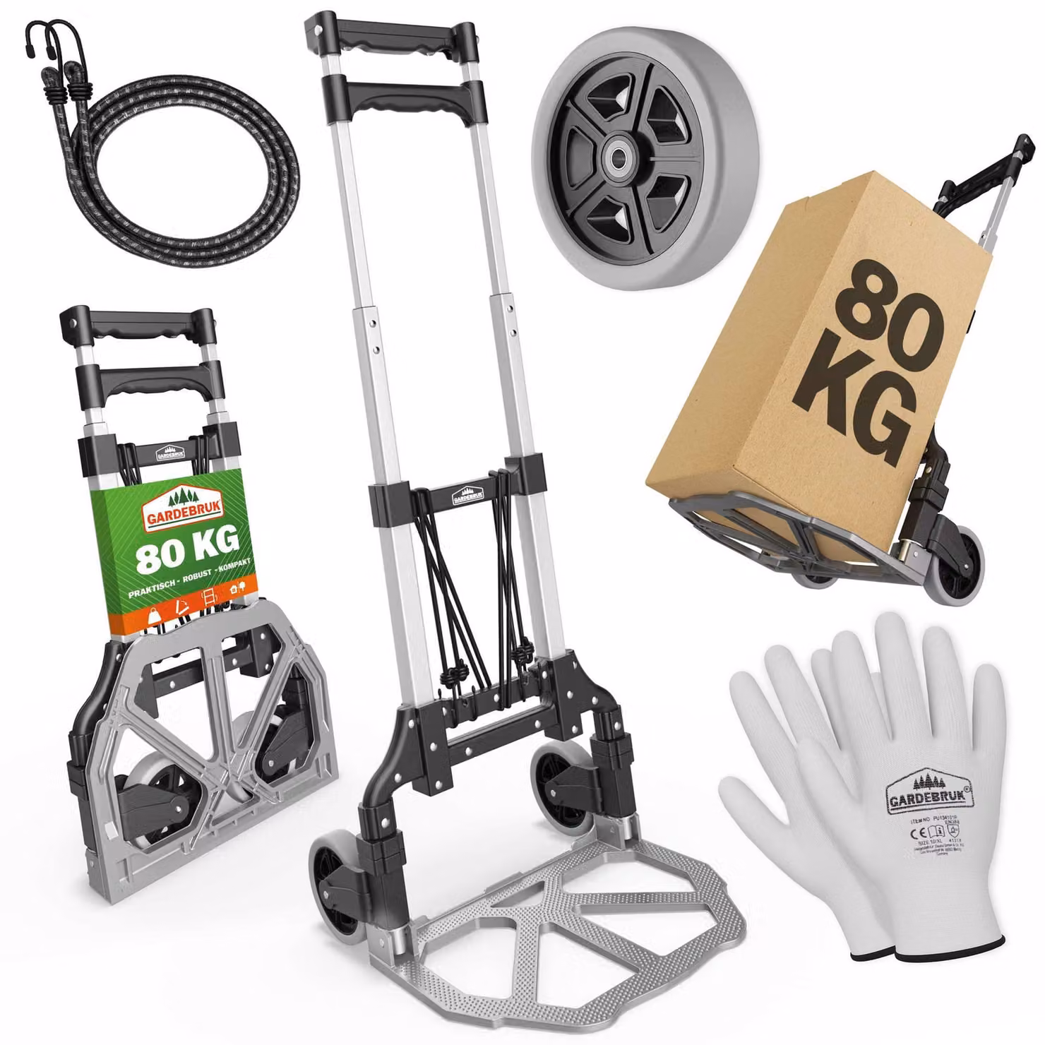 Carrello portapacchi in alluminio argento/nero 80 kg regolabile in altezza