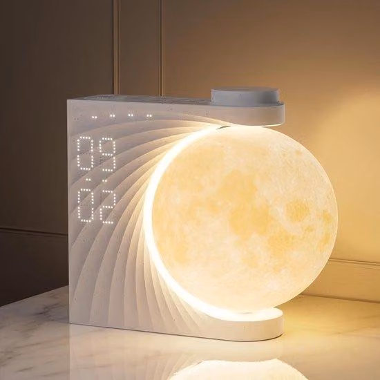 Sveglia luminosa con luce RGB, 2 sveglie, 8 colori, suoni naturali, funzione sveglia, lampada da comodino con 3 livelli di luminosità, luce notturna per donne, ragazze e ragazzi, design a due toni