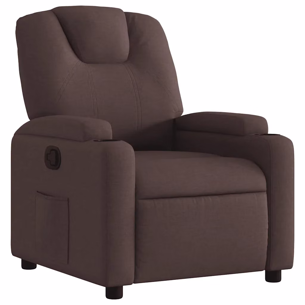Poltrona reclinabile relax vidaXL in tessuto marrone con braccioli e struttura in legno e metallo – 2