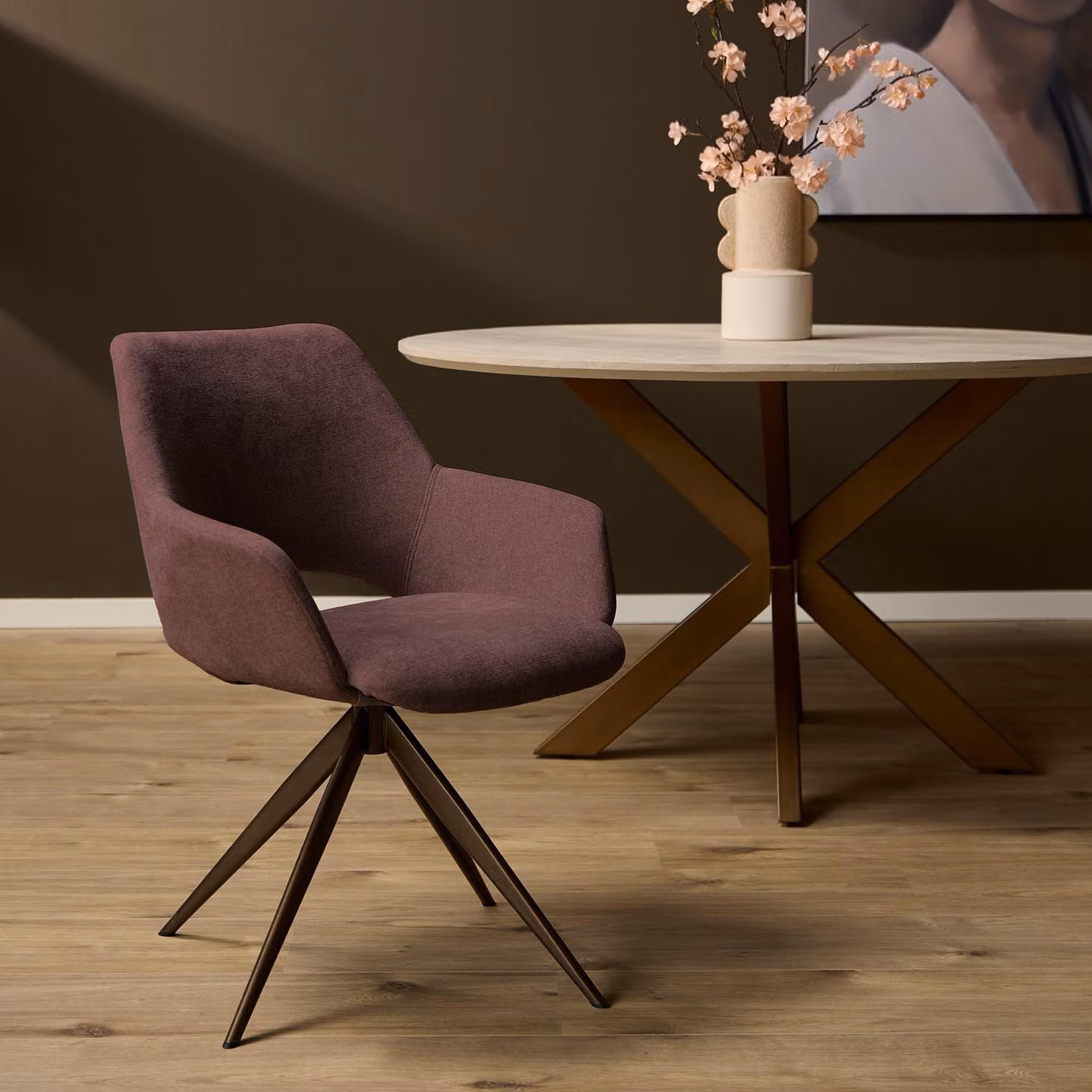Sedia da pranzo Daisy, color viola, per ambienti eleganti