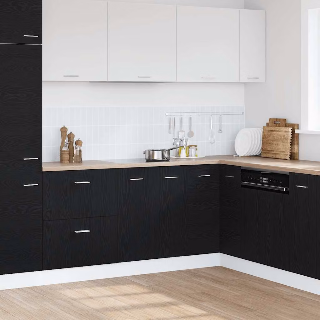 Base mobile da cucina vidaXL in legno MDF nero con ante a battente L: 60 cm, P: 46 cm, H: 81,5 cm