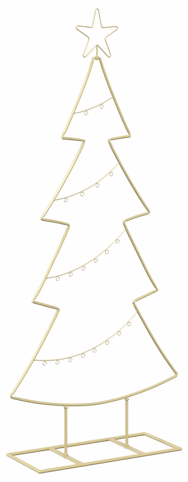 Albero di Natale in metallo con supporto, modello KUOPIO, 125 cm, acciaio dorato