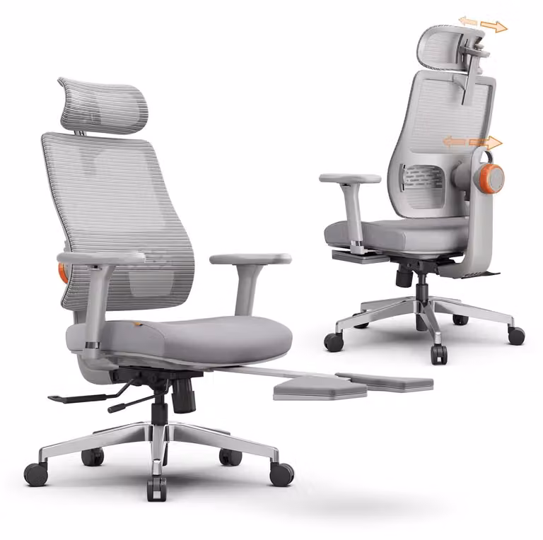 Sedia da ufficio ergonomica - MagicH-GPro/LAPD - Supporto lombare integrato - Braccioli regolabili in 4 direzioni - Poggiatesta regolabile in altezza - Inclinazione regolabile a 96°/126°/136° - Supporto lombare regolabile - Portata massima fino a 136 kg