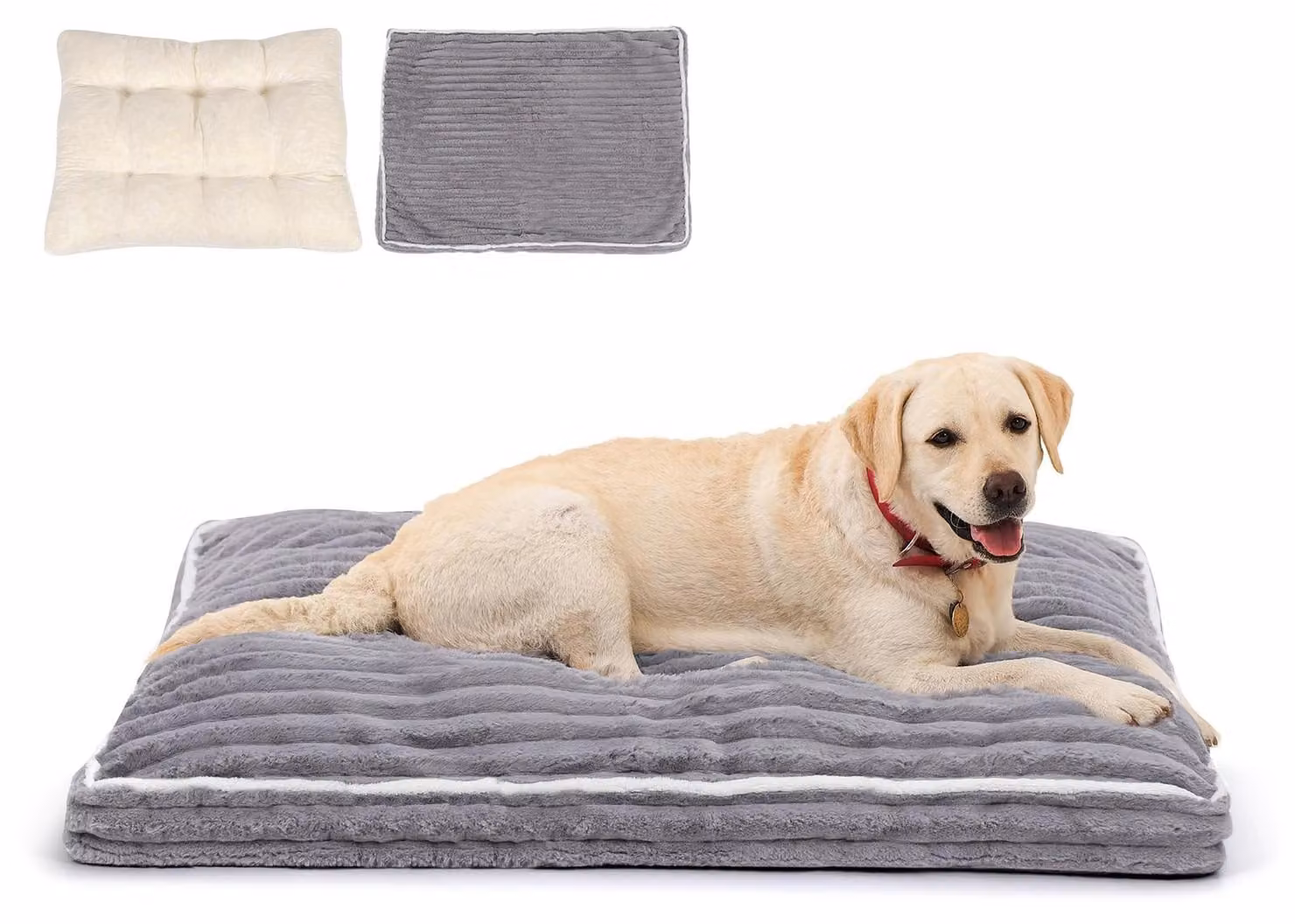Solidchoice - Cuccia ortopedica per cani di grossa taglia, con rivestimento in ecopelliccia rimovibile, 106 x 80 cm, grigia