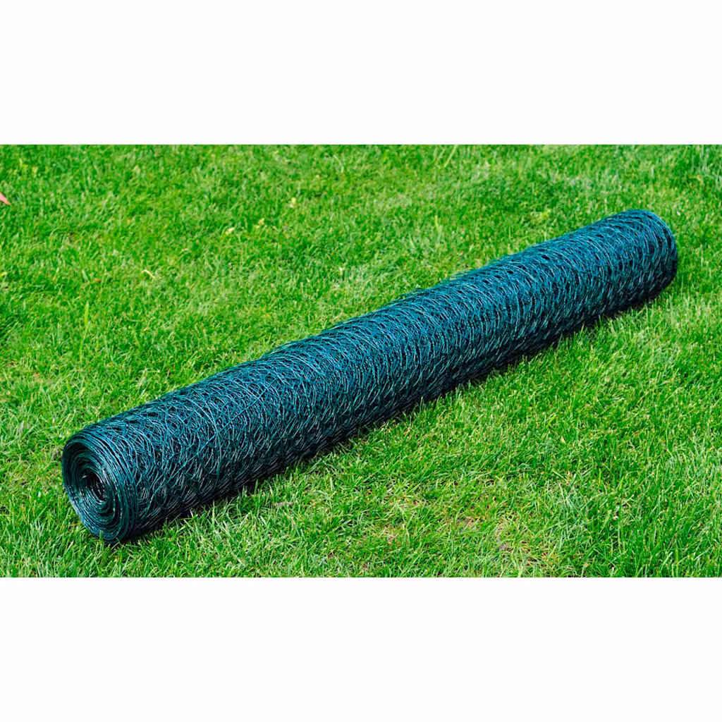 Recinzione in rete per pollaio vidaXL rivestita in PVC verde 25 x 1 m