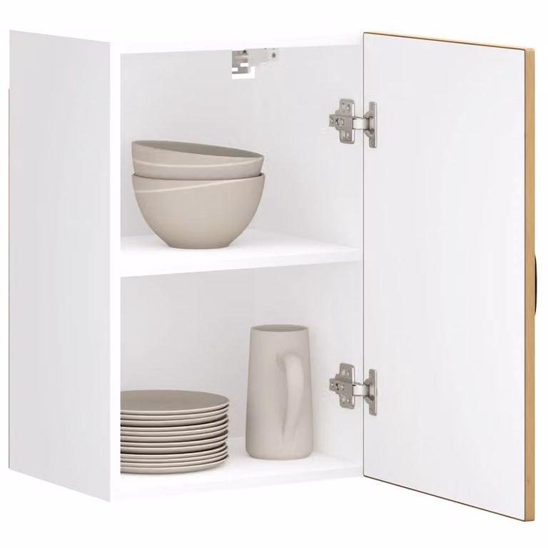 Pensile da cucina moderno vidaXL Kalmar in legno e MDF, bianco e marrone, L: 60 cm, H: 31 cm, P: 40 cm
