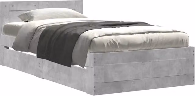 Letto singolo moderno DESIGN IN con testiera in legno multistrato grigio, L: 78 cm, P: 193 cm
