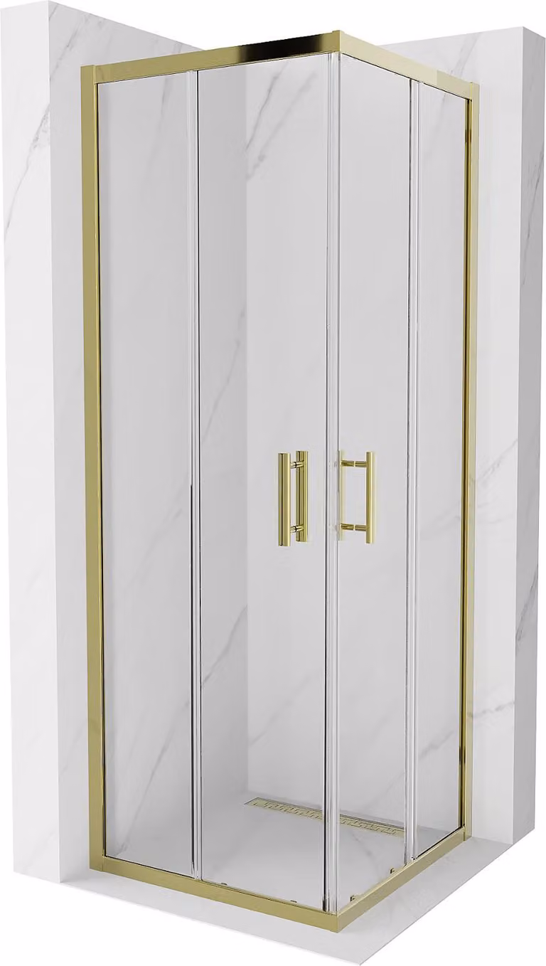 Mexen Rio cabina doccia quadrata 70 x 70 cm, trasparente, dorata - 860-070-070-50-00