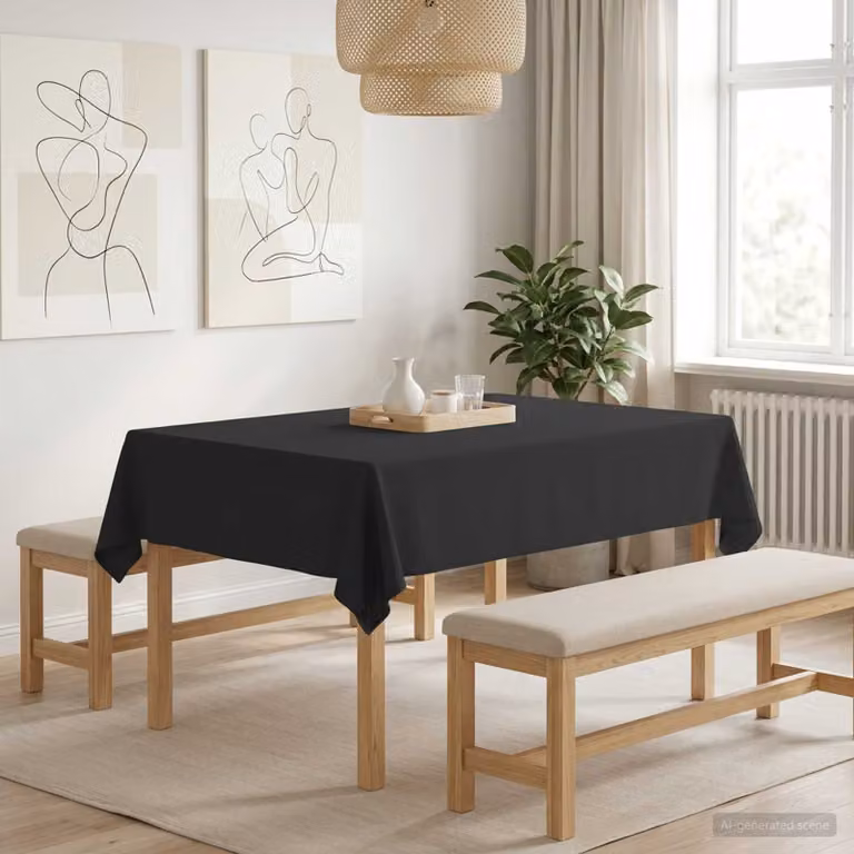 Tovaglia da tavolo rettangolare vidaXL in poliestere, grigio scuro, L: 140 cm x P: 180 cm, idrorepellente e antimacchia