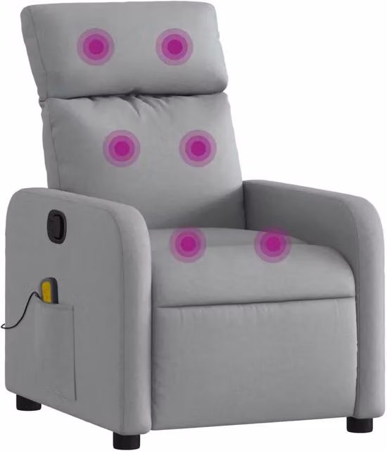 Poltrona Massaggiante | Sedia Relax Reclinabile Grigio Chiaro in Tessuto