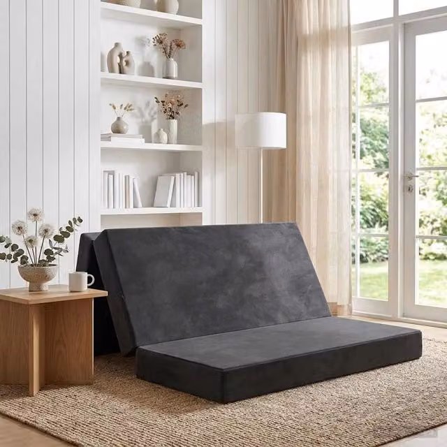 Divano Letto Pieghevole Moderno vidaXL in Velluto Grigio con Coperture Rimovibili L: 140 cm, P: 67 cm, H: 45 cm