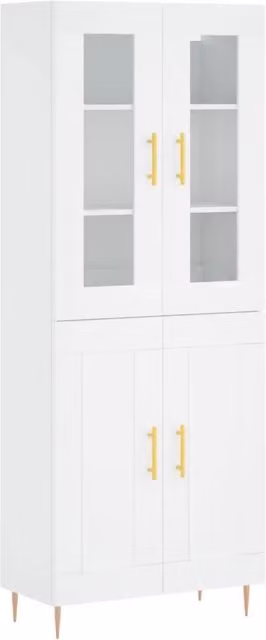 Credenza | Madia | Buffet da pranzo | Armadio da pranzo Bianca 69,5x34x180 cm in Legno Multistrato