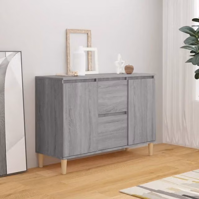 Credenza Buffet Design Mania Grigio Opaco in Legno MDF per Cucina e Soggiorno L: 101 cm, P: 35 cm, H: 70 cm – 1
