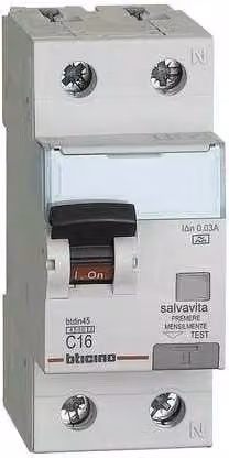 Interruttore Magnetotermico Differenziale Salvavita BTICINO RCBO 1P+N 16A Bianco