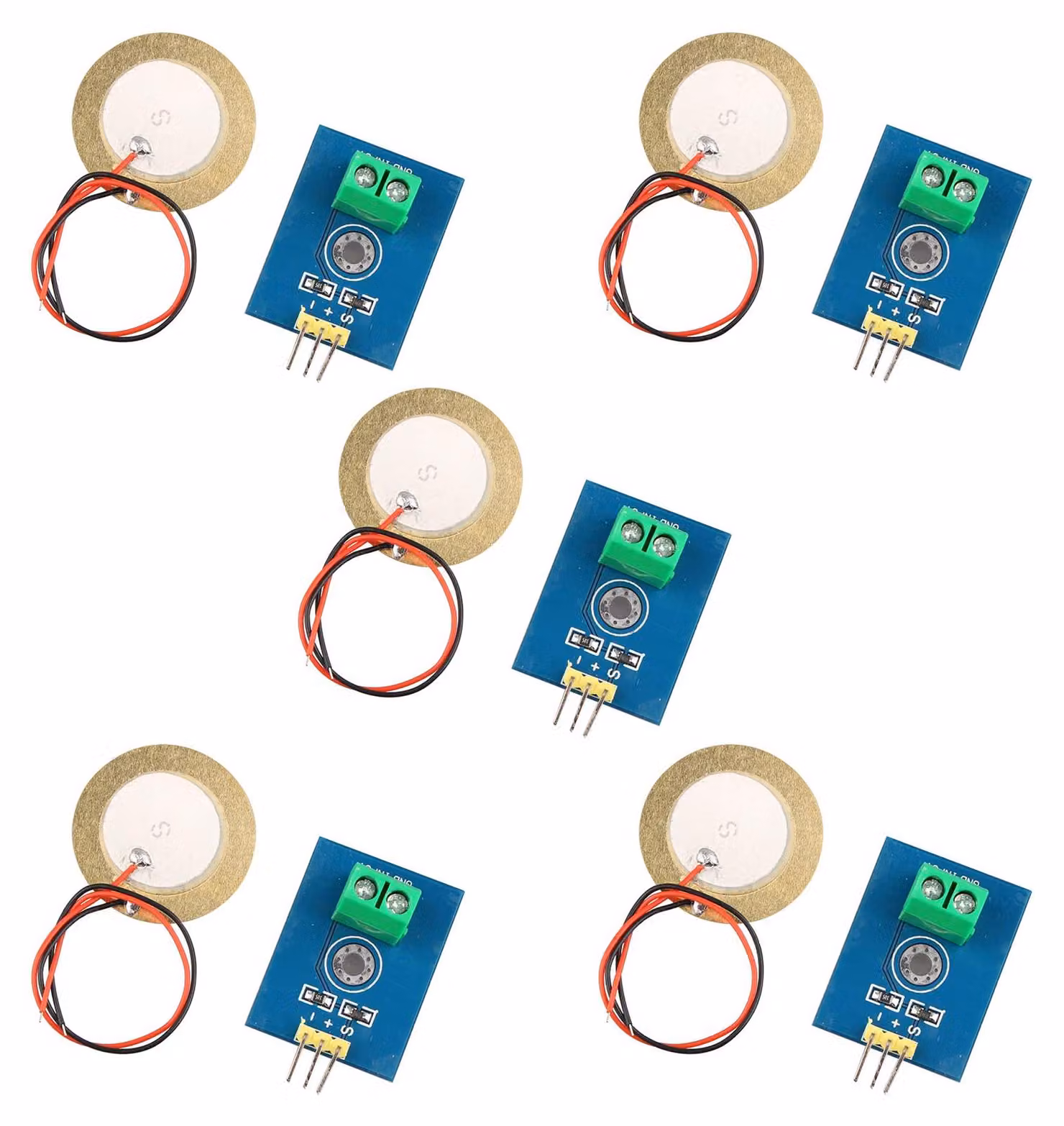 5 moduli sensori di vibrazione piezoelettrici analogici, 3,3V/5V, per Arduino