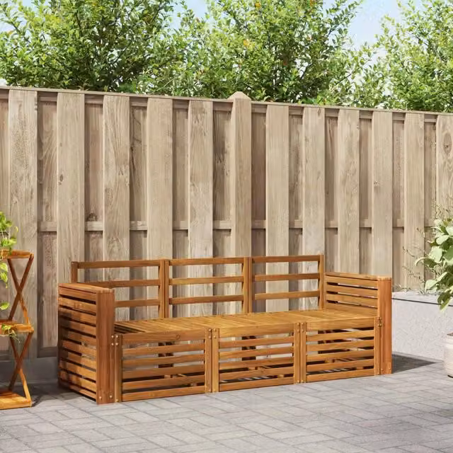 Set divani 3 pz Naturale Legno di Acacia Massello 3374294