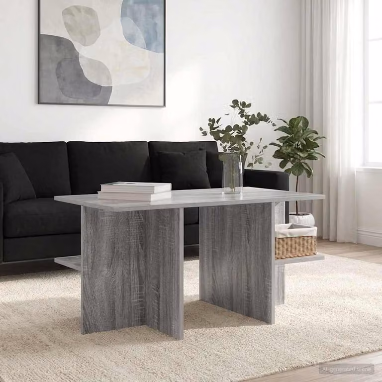 vidaXL Tavolino da salotto moderno rettangolare Grigio L: 87 cm, P: 50 cm, H: 45 cm
