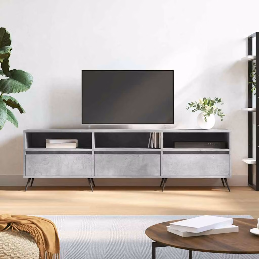 Mobile TV moderno vidaXL in legno e metallo, Grigio, L 150 cm x P 30 cm x H 44,5 cm