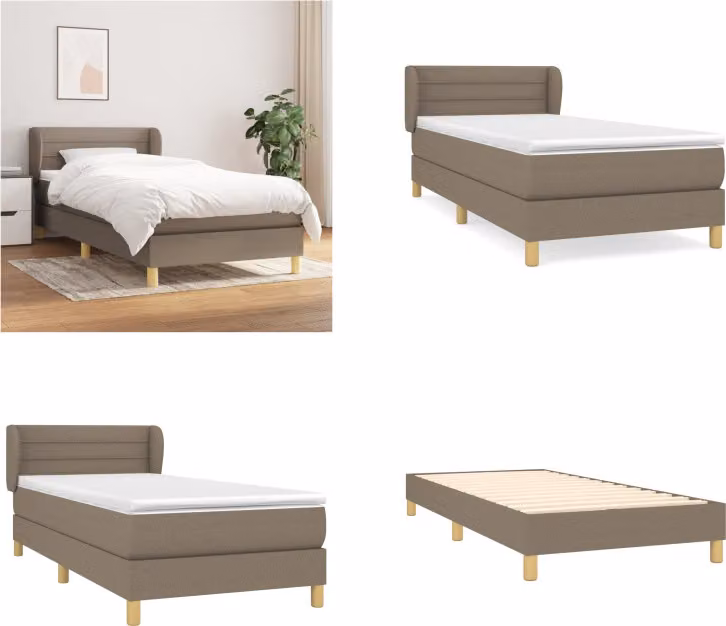 vidaXL Letto boxspring con materasso Taupe 80x200 cm in tessuto - Letto boxspring - Boxspringbetten - Bett - Schlafzimmermöbel