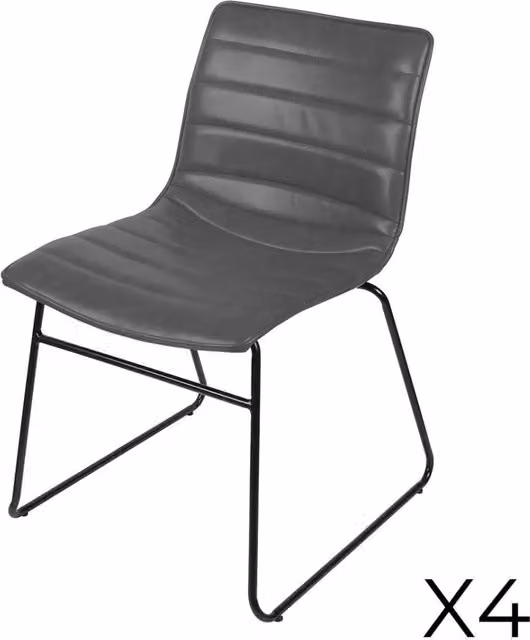 Set di 4 sedie in PU effetto quarzo grigio collezione NETS stile industriale