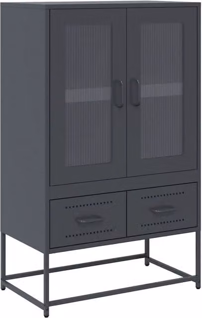 Credenza | Madia | Buffet da pranzo | Armadio da pranzo Antracite 68x39x111,5 cm Acciaio