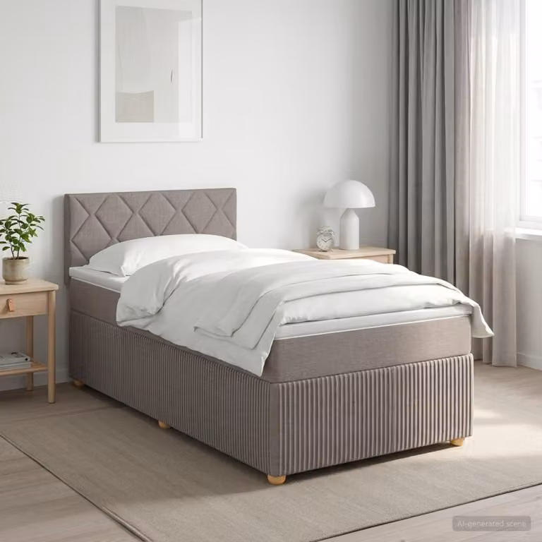 Letto box spring con materasso vidaXL in tessuto Tortora L/P: 90 x 200 cm