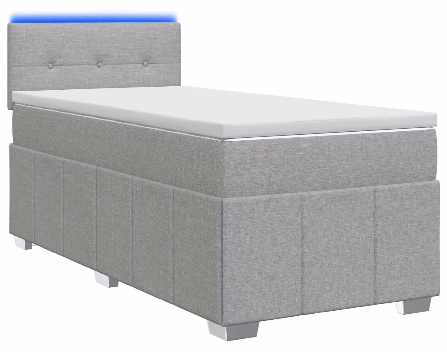 Letto a molle con materasso grigio chiaro 100 x 200 cm in tessuto