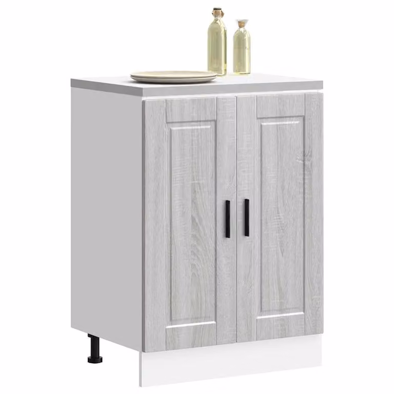 Base da cucina moderna vidaXL Porto Grigio Sonoma in legno multistrato e MDF, L: 60,0 cm, P: 46,0 cm, H: 81,5 cm