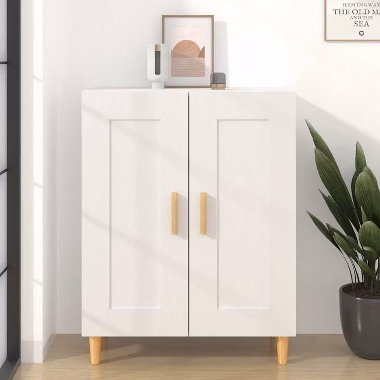 Credenza classica vidaXL in legno bianco per soggiorno L: 69,5 cm, P: 34 cm, H: 90 cm