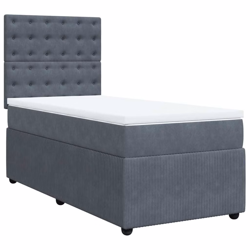 Giroletto a Molle con Materasso Grigio Scuro 100x200 cm Velluto