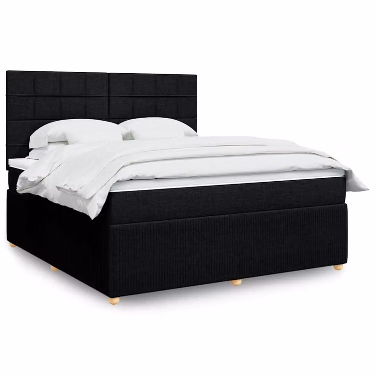vidaXL Giroletto a Molle con Materasso Nero in Tessuto L/P: 180 x 200 cm