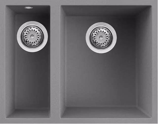 Lavello Elleci Incasso 2 vasche 56x44 Quadra 150 Sottotop Metaltek Grigio Titanium LMQ15073BSO