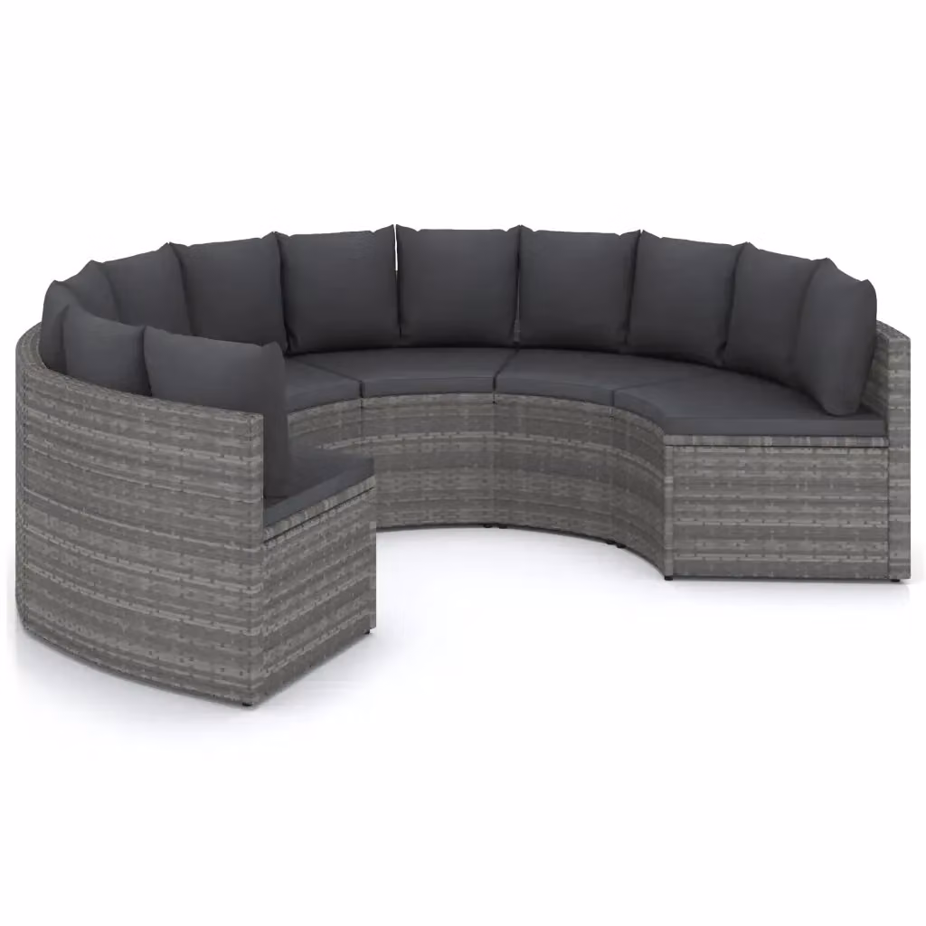 Set di divani da giardino vidaXL in polyrattan grigio con cuscini e struttura in acciaio rivestito in polvere – 2